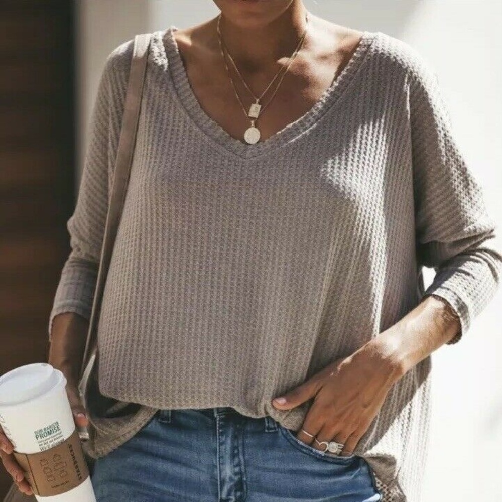 Last One! Thermal Knit Tunic Top Sweater - Picture 2 of 7